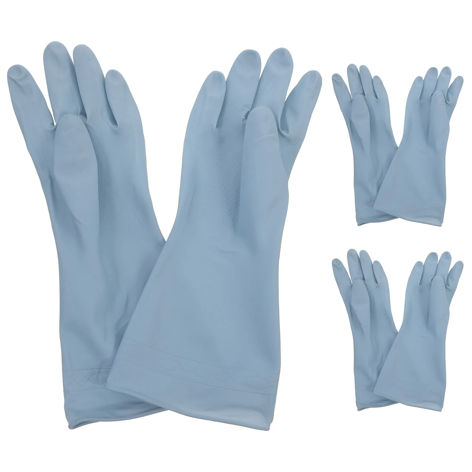 

3pcs Reusable Waterproof Rubber Gloves S Size Kitchen Dishwashing Gloves For Household Cleaning Long Wash Protection