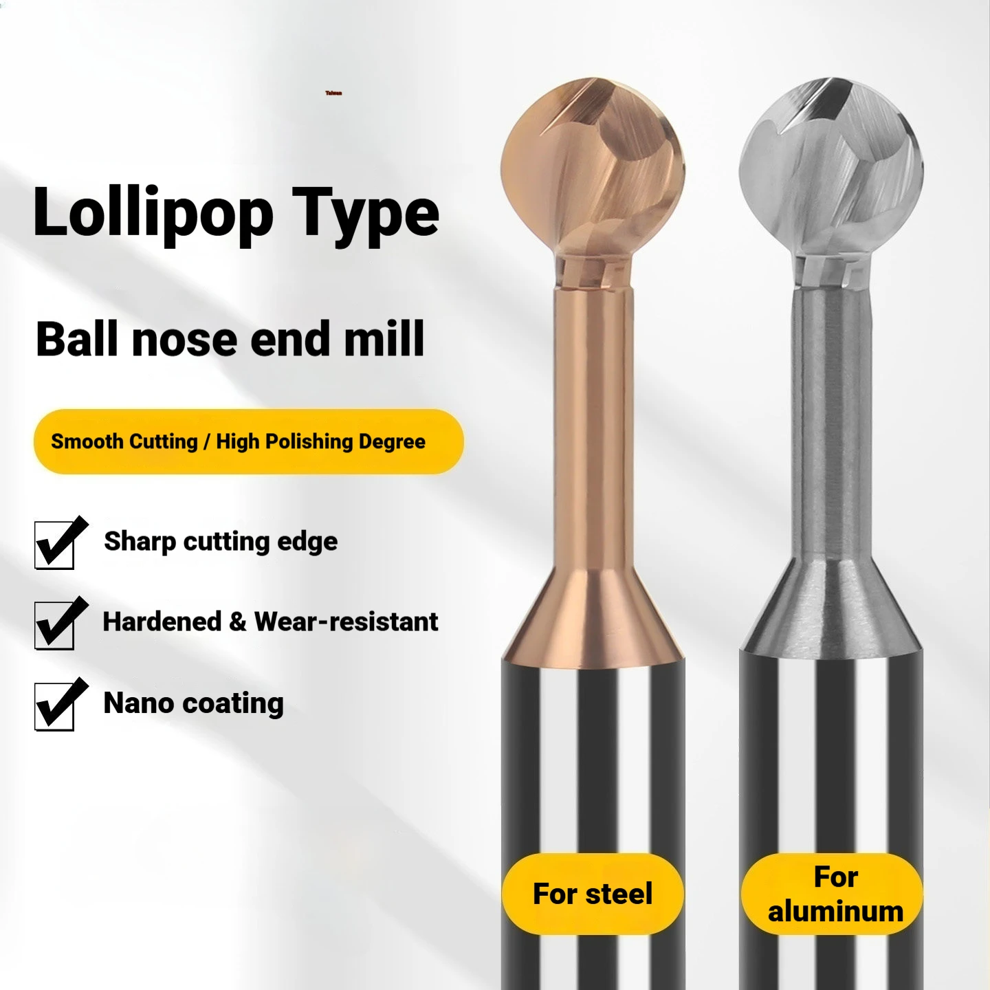 58HRC Solid Carbide Lollipop Ball T Slot End Mill Coated Extended Cnc Cutter R1-R6 For Steel Aluminum 3D Processing