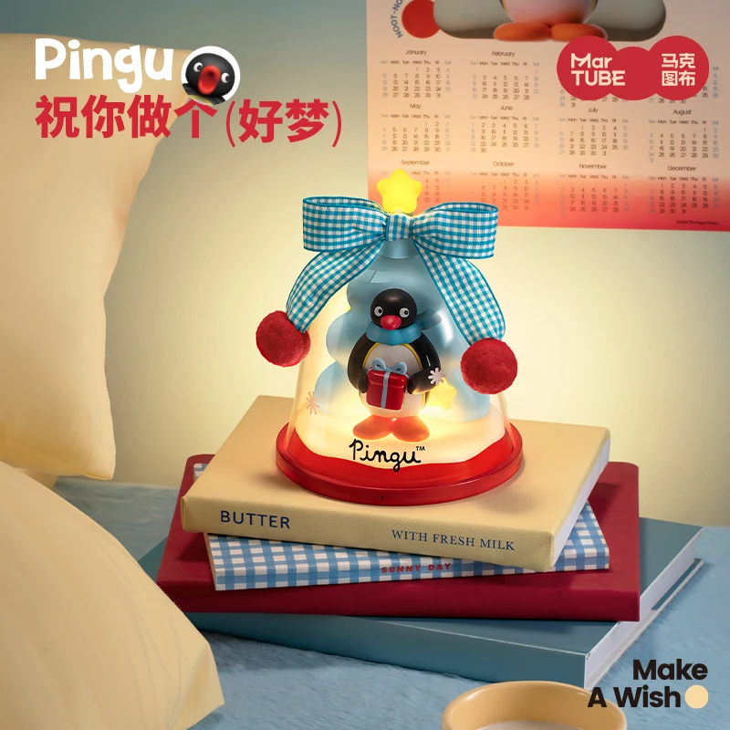 

New Kawaii Pingu Wishing Bell Pendant Light Bedroom Sleep Bedlight Usb Charging Voice Control Gift Box Surprise Birthday Gift