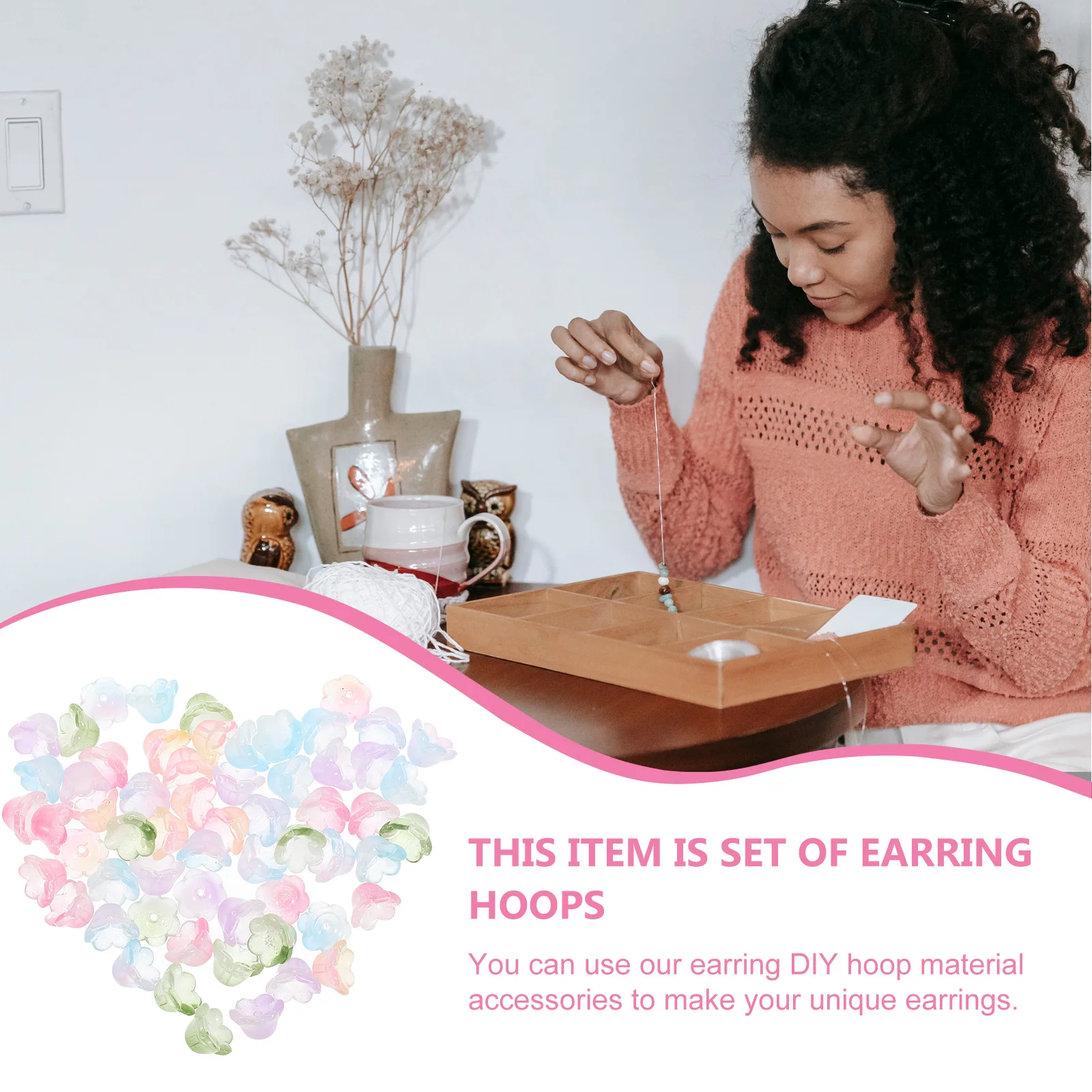 60pcs Jewelry Pendants Diy Glass Decorative Charms For Earrings Necklaces Bracelets Making Durable Glaze Material Lovely Dangle