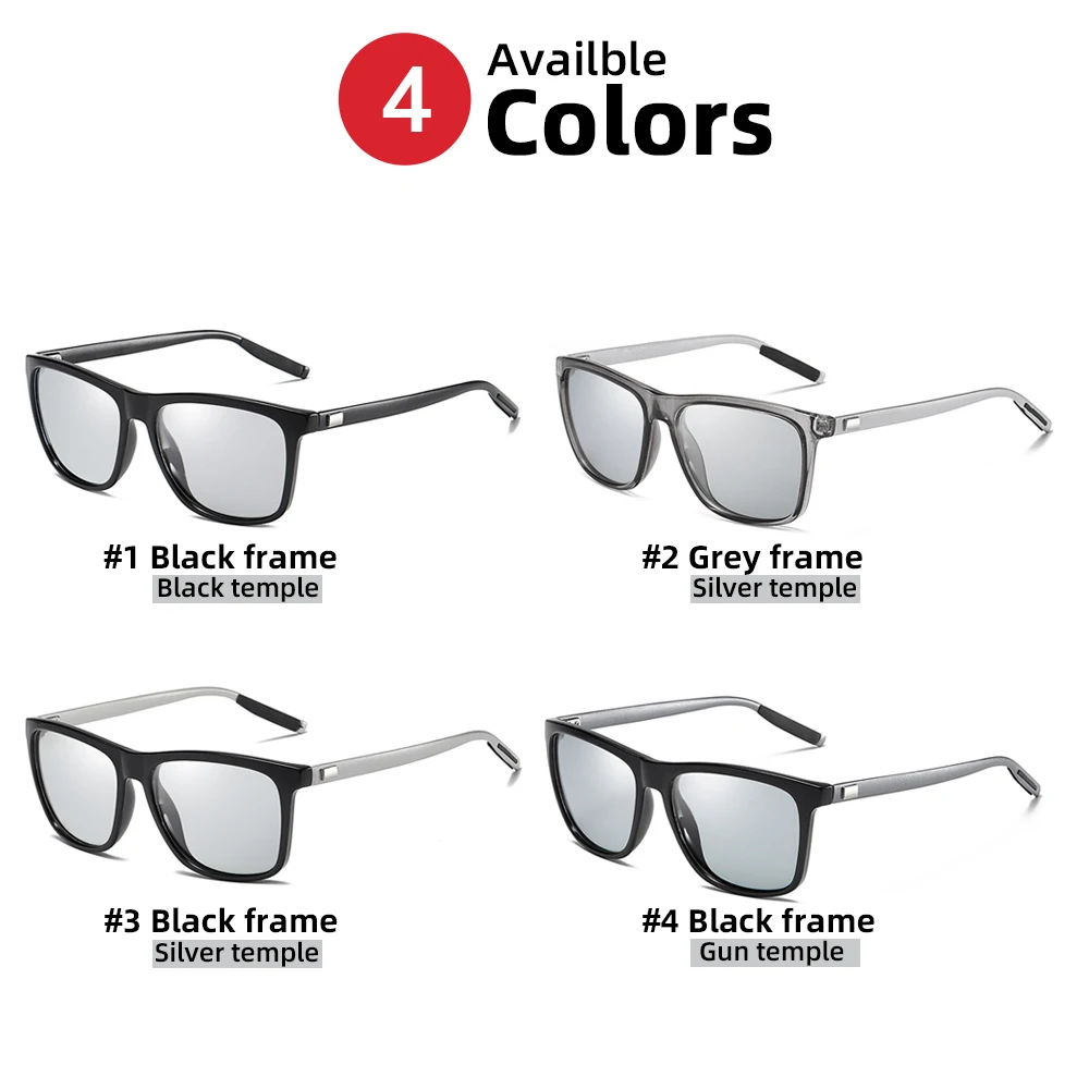 Klassische Angeln Sonnenbrille Männer Polarisierte Metall Quadratischen Rahmen UV400 Photochrome Brille Frauen Fahren Verfärbung Brillen – Detail 9