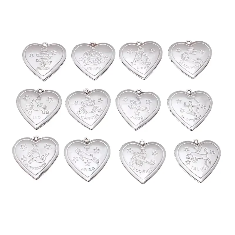 

BoYuTe (12 шт./компл.) 28 мм металлический латунный медальон в форме сердца в форме зодиака, кулон, винтажный медальон с фотографией, ювелирные аксессуары «сделай сам»