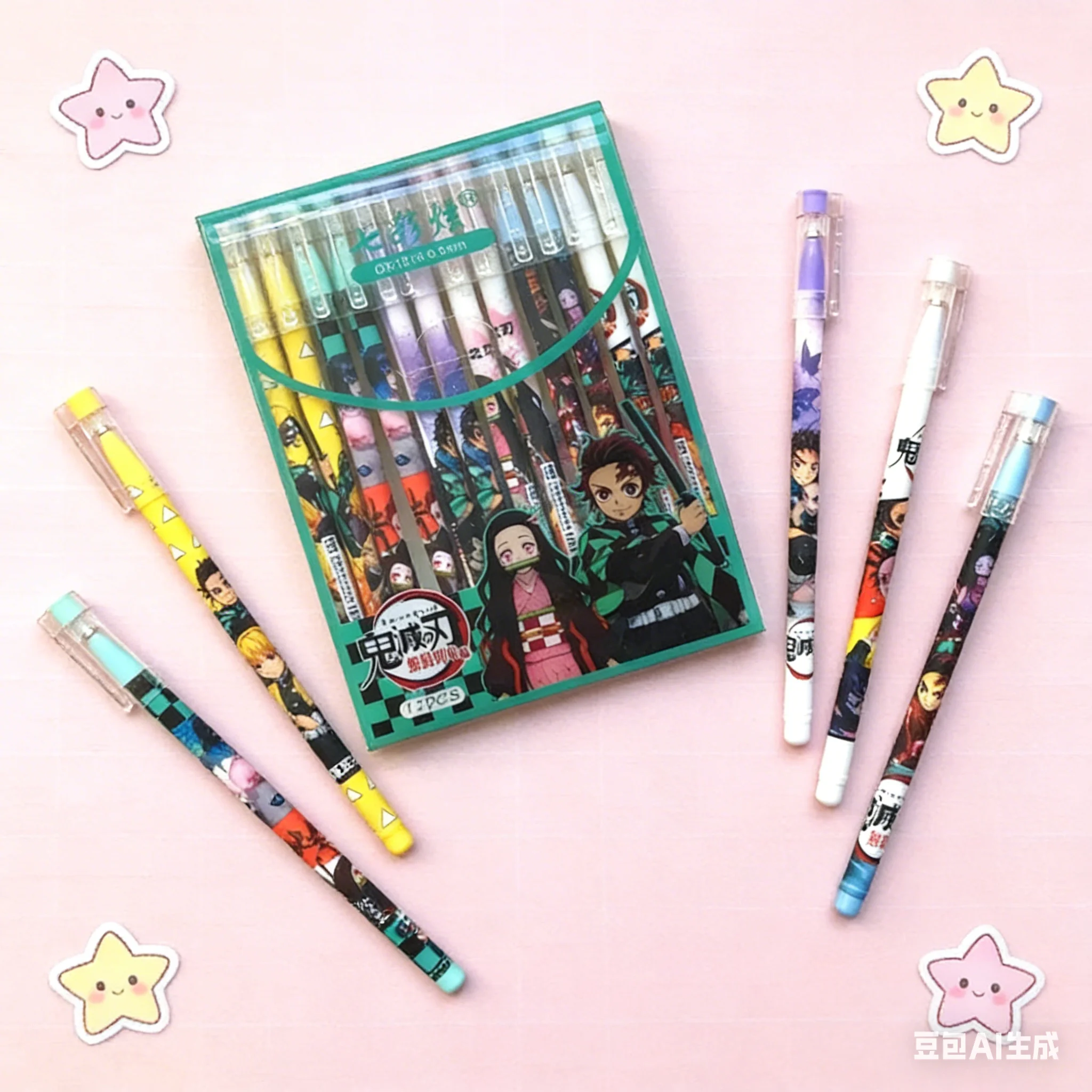 

New Demon Slayers Gel Pen Figure Kamado Stationery School Supplies Black Ink Quick Dry Neutral Pen Kids Birthday Gift 12pcs/set