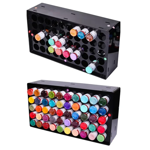 Imagen 2 del producto Soporte de exhibición de tinta de tatuaje con 50 agujeros, estante para botellas de pigmento de tatuaje montado en la pared, soportes para tatuajes, organizador de cosméticos, estuche de almacenamiento