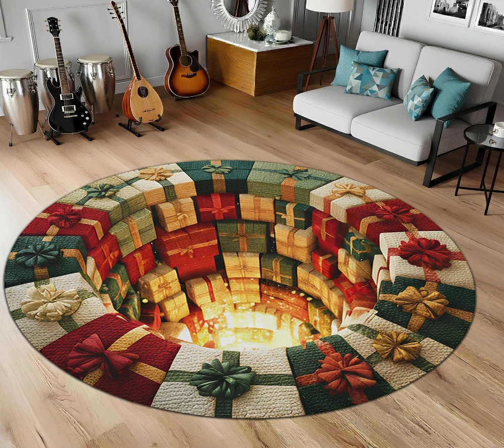 Ancient Castle Golden Dragon Book Pattern print Circle Rug study desk room living room sofa rug game room home decor Rug