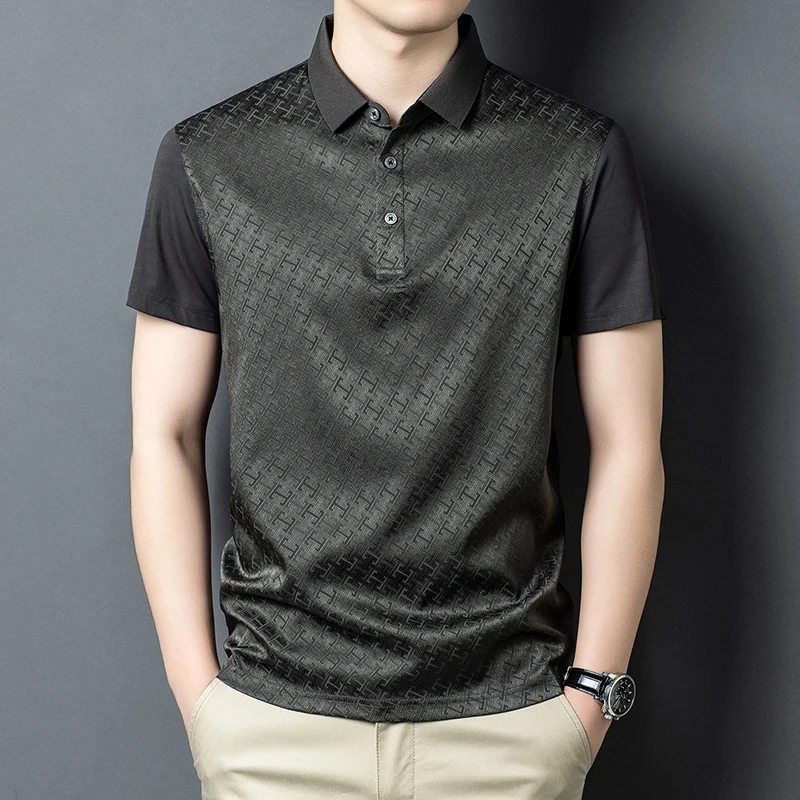 Coolness Smooth Stretchy Polo Shirts For Men Short Sleeve Casual Summer Quality Silk Blends Breathable All Match Polos De Hombre