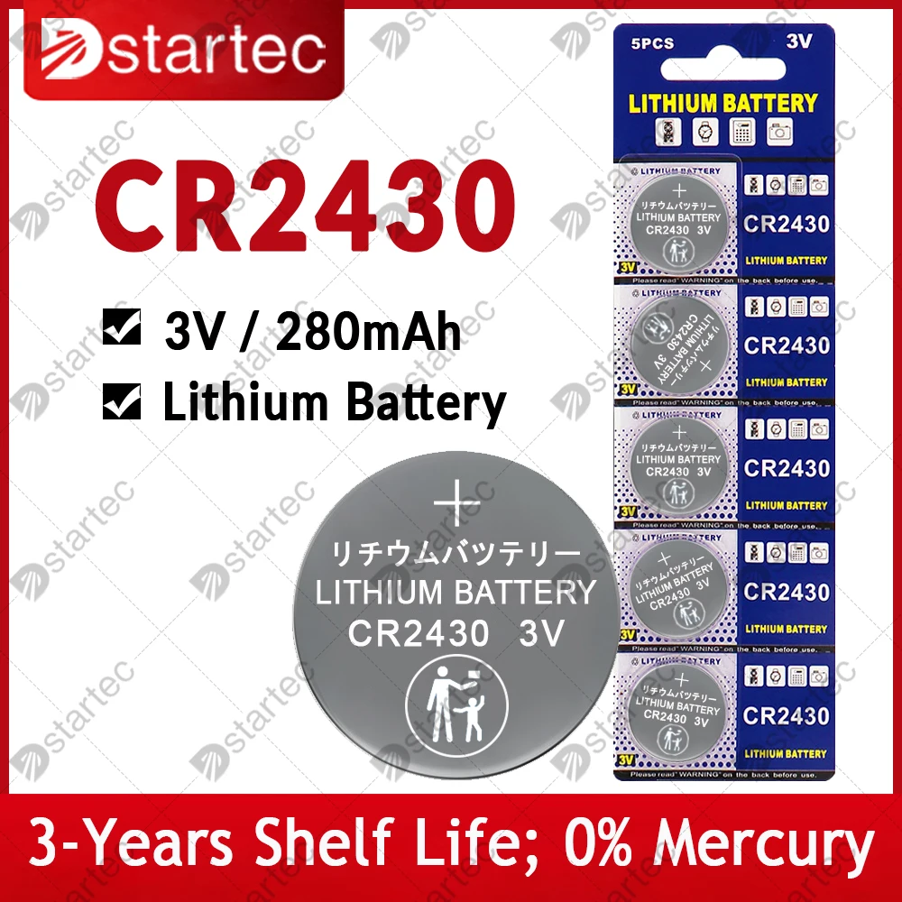 NEW CR2430 3V Lithium Battery CR 2430 DL2430 BR2430 280mAh Button Coin Batteries for Key Fob Watch Alarm Clock Remote Control