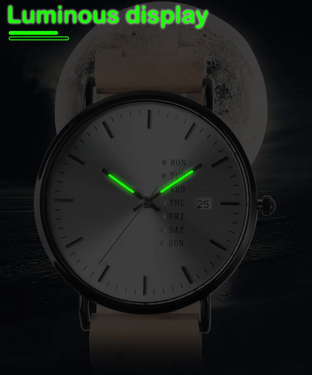 Multifunction Wood Quartz Watch Concept Date Dial Male Sports Waterproof New Watches Natural Wooden Band Man Clock Wristwatch