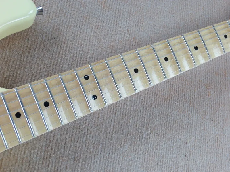 Factory store Vintage yellow cream Scalloped maple fretboard ST 6 strings electric guitar 717