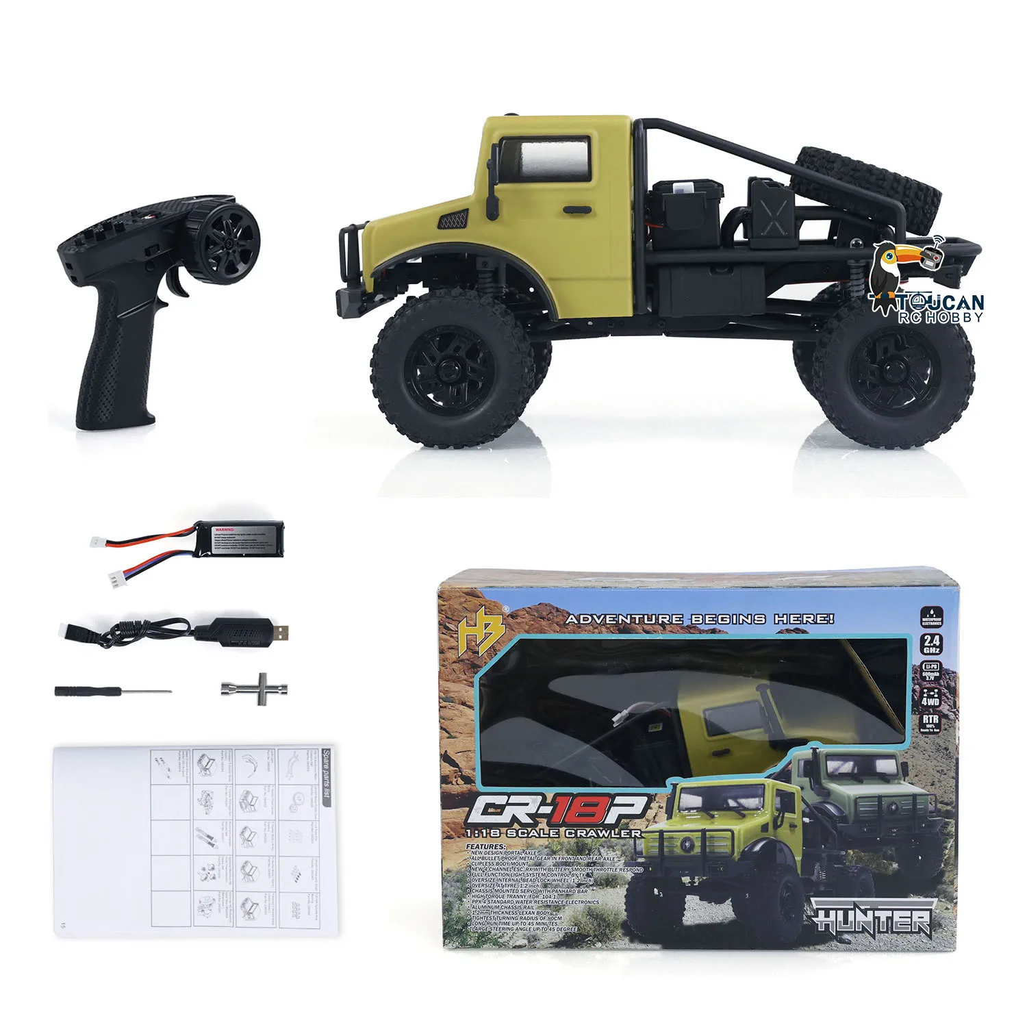 RTR 4x4 1/18 Scale RC Rock Crawler รถ 4WD Hobby Plus CR18P วิทยุควบคุมมอเตอร์ Off-road รุ่นรถตัวรับสัญญาณของเล่น