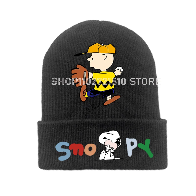 Snoopy Knitted Hat Cartoon Anime Boys & Girls Cold Caps Pop Headdress Simple Wool Warm Autumn Winter Cute Hats Kid Birthday Gift