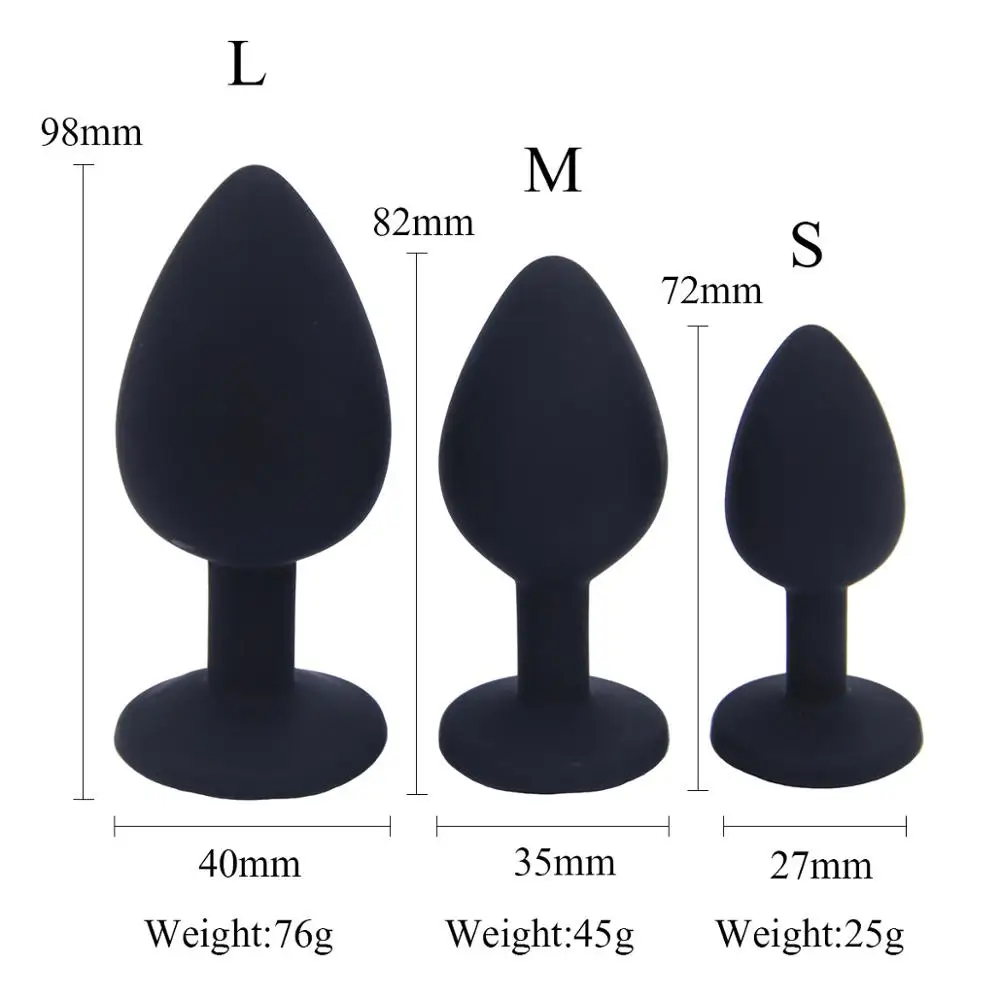 S/M/L Silicone Female Soft Anal Butt Plug Vaginal anus With Crystal Gemstone Smooth Touch Sex Toys for Women Men Gay