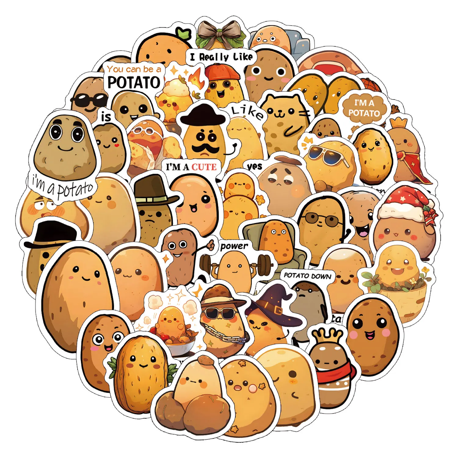 

50pcs Potato Vegetable Graffiti Stickers, Aesthetics Stickers Water Bottle,Skateboard,Decal Party Supply Bicycle Sticker
