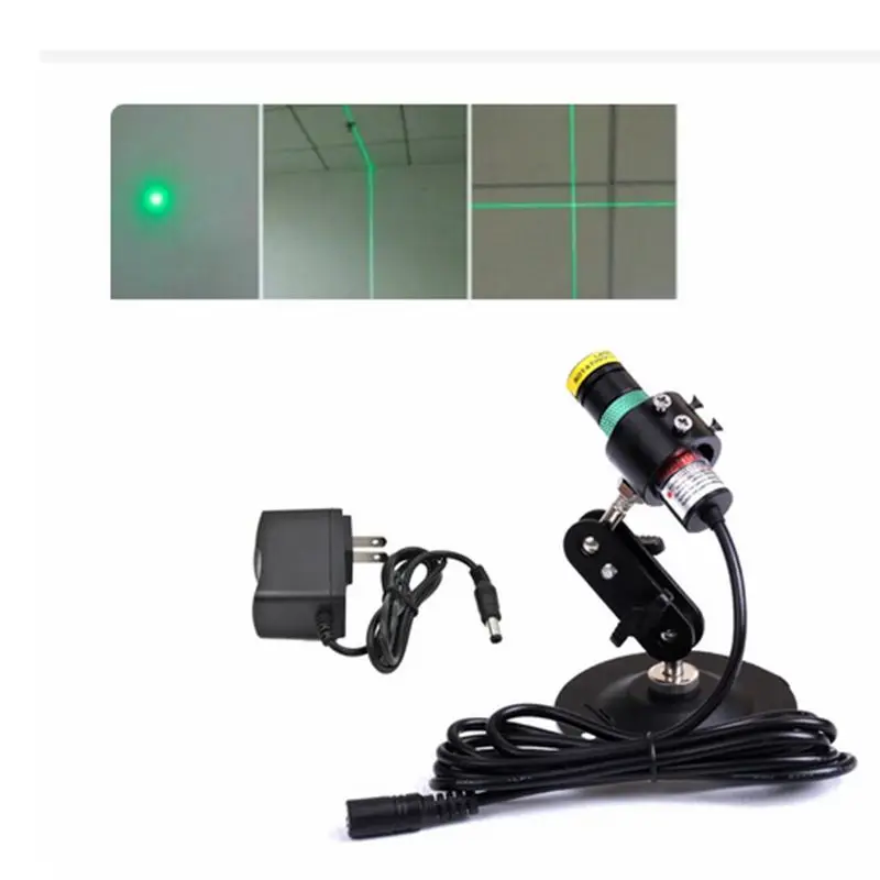 Adjustable 520nm 135mw High Power Green Dot/Line/Cross Laser Locator Module W/ 5V Adapter & Holder 18X65mm