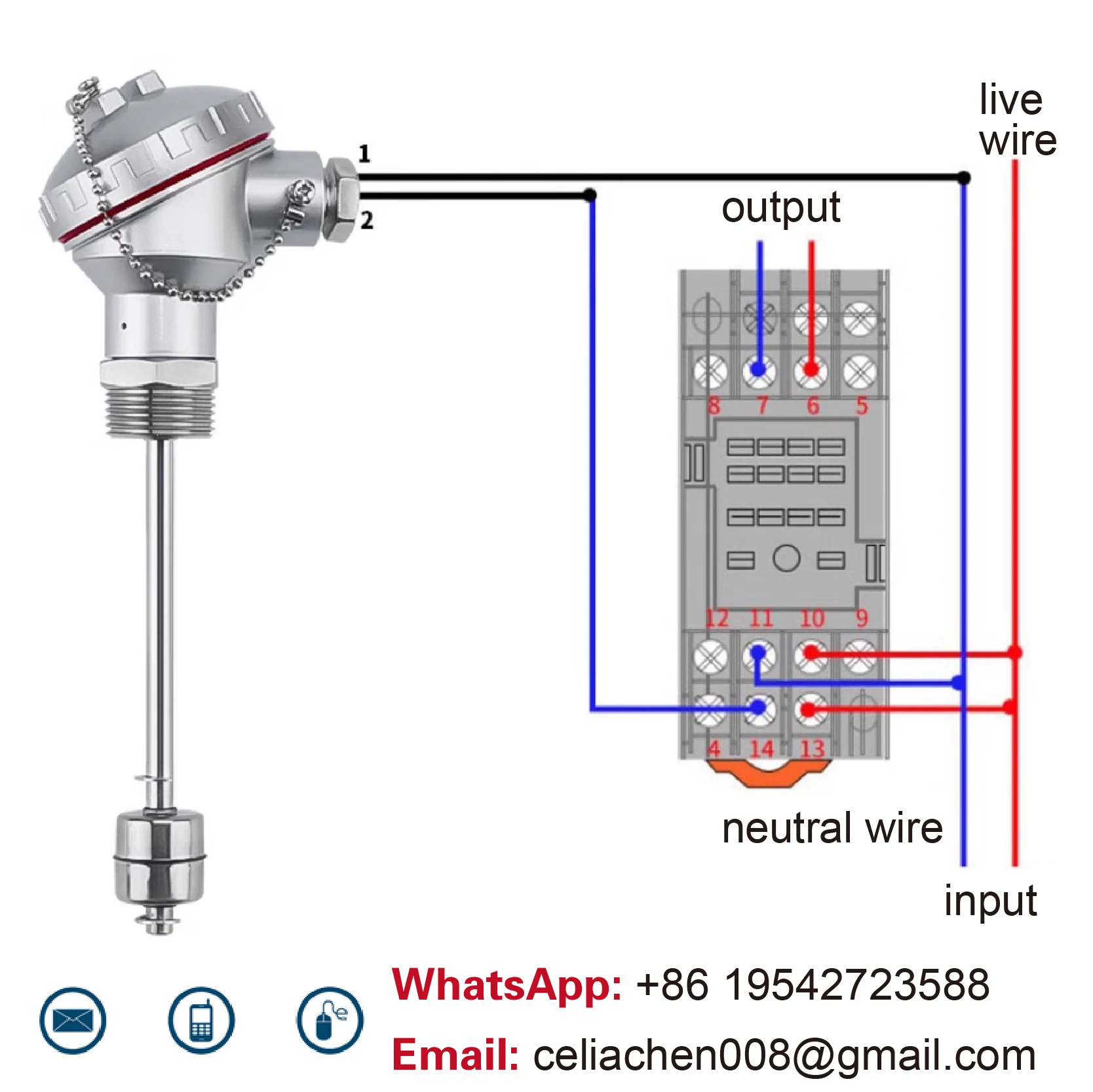 Adjustable stainless steel single/double float level switch with reed switch linkage, 24V normally open type for liquid level al