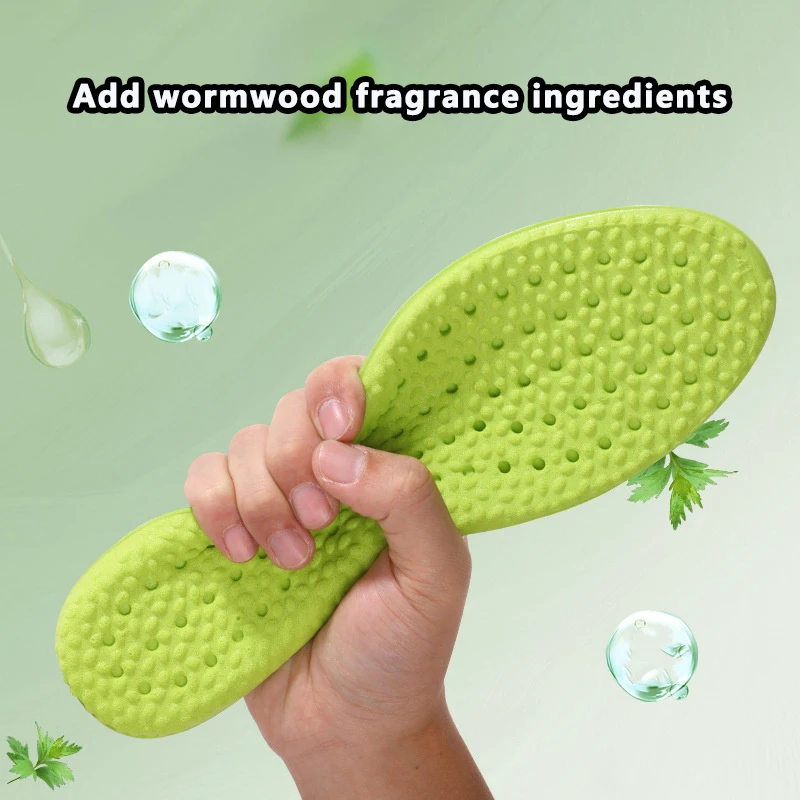 Shock Absorption Comfortable Breathable Wormwood Deodorant Insole Arch Support Latex Soft Sweat Absorbing Running Feet Care