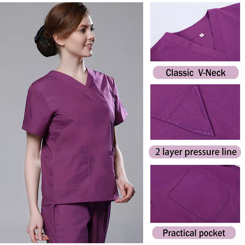 พรีเมี่ยมผ้าฝ้ายชุดขัดพยาบาลสตรีผ่าตัดทางการแพทย์โรงพยาบาลชุด Workwear สุขาภิบาลศัลยกรรมคลินิกทันตแพทย์ชุด 101