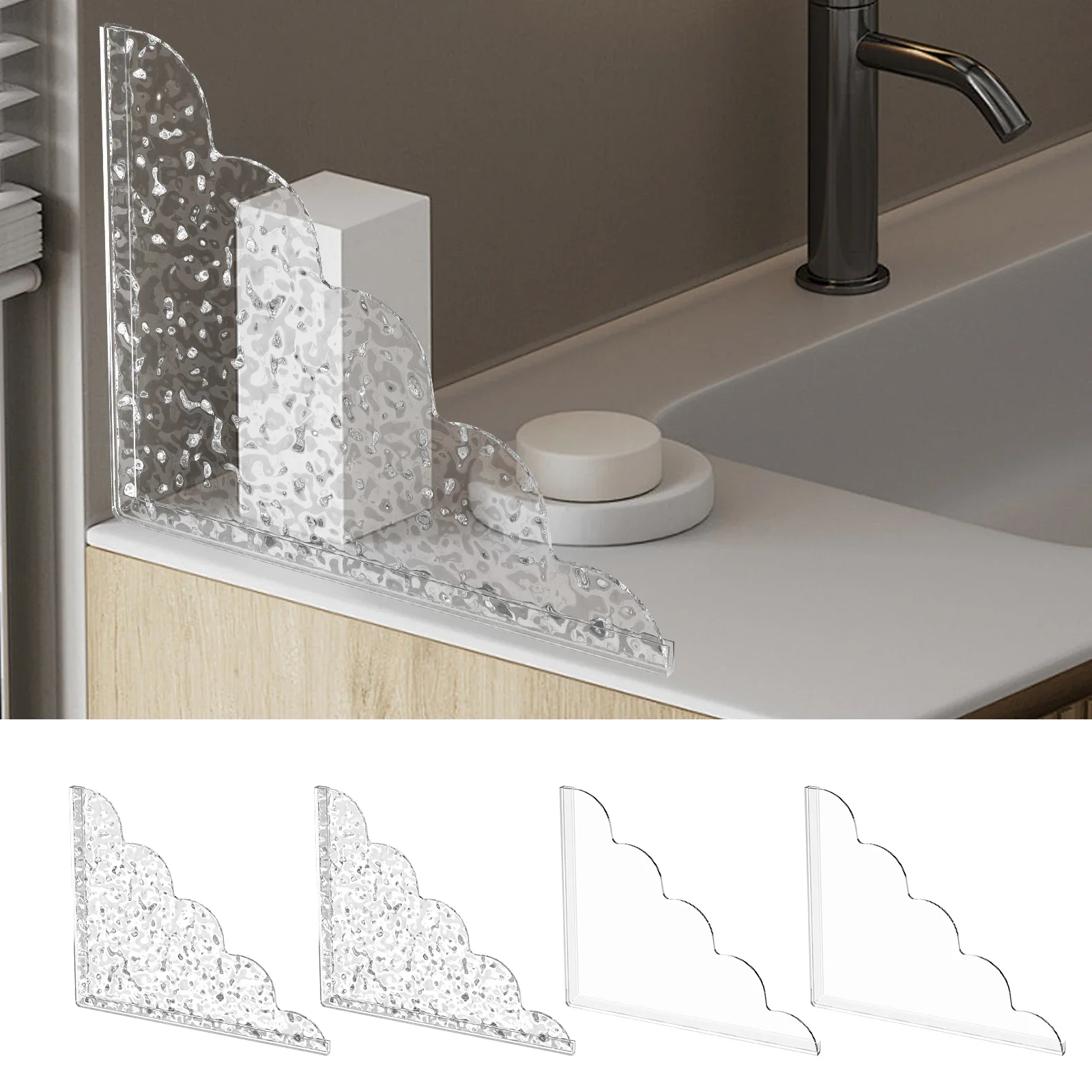 

2Pcs Self- Adhesive Acrylic Shower Splash Guards With Silicone Base Waterproof Transparent Bathtub Water Guards Easy To Install