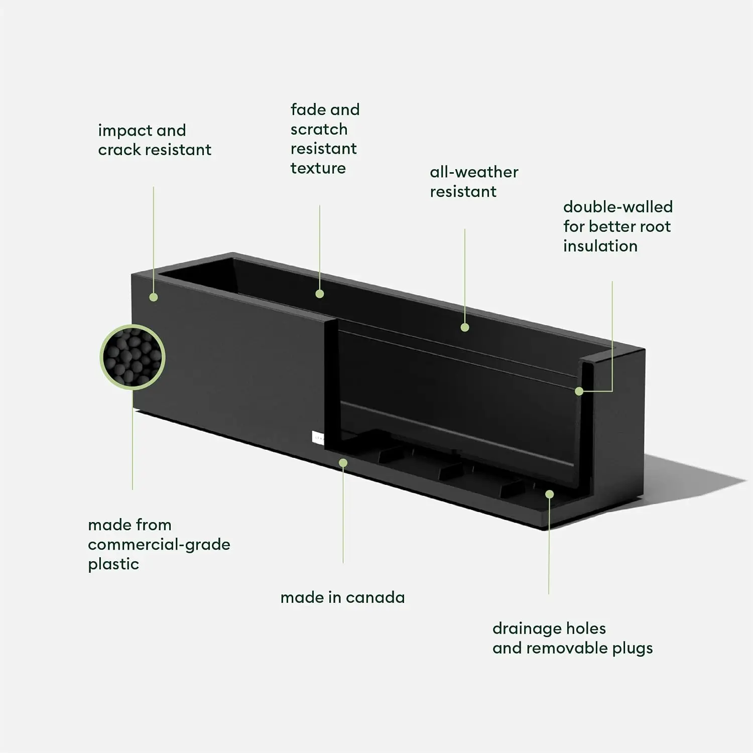 Block Series Trough Planter - Rectangular Outdoor Window Box