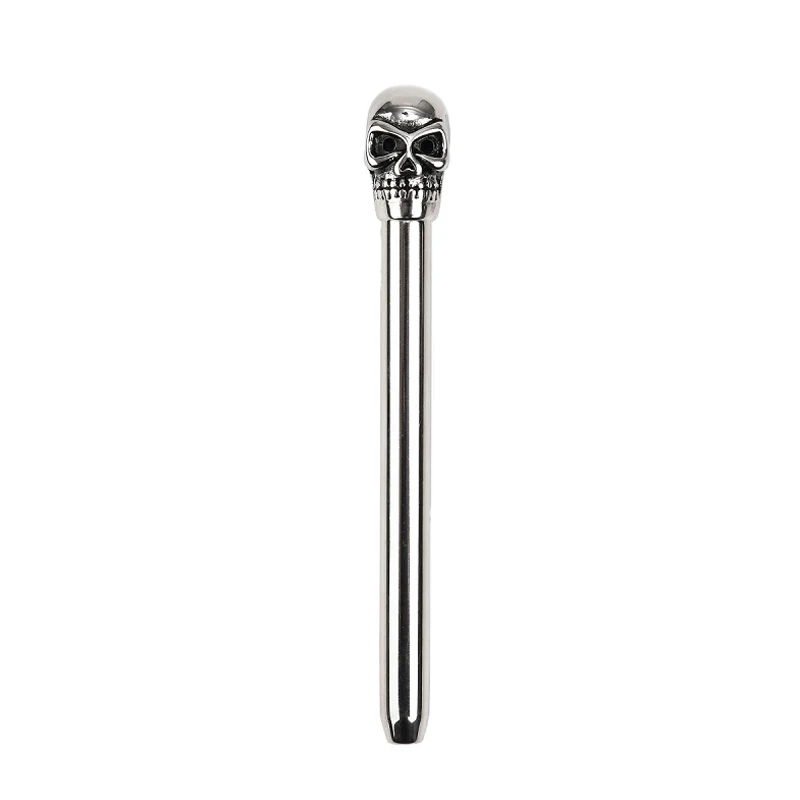 Male Stainless Steel Penis Urethral Plug Hollow Skull Head Metal Penis Plug Stick Catheter Urethral Sound Dilator Male Sex Toy