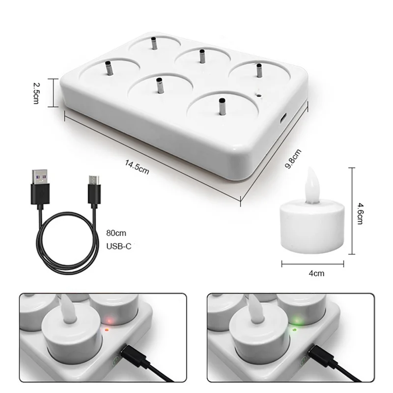 ABFI قابلة للشحن عديمة اللهب شموع إضاءة الشاي USB بطارية قابلة للشحن LED أضواء الشاي لحفلات الزفاف فانوس بركة الطوارئ