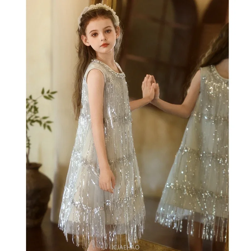 Wed Dress 2025 Glitter Girls Children Princess Dresses Costume New Baby KidsGown Kids Summer Outfits Birthday Party Evening