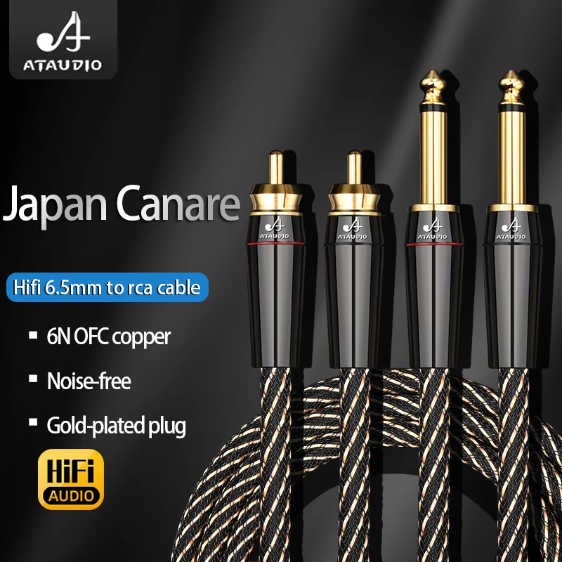 Kabel audio Hi-end 6N OFC Dual 6.5mm do 2RCA kabel audio do wzmacniaczy głośnikowych