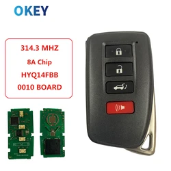 Okey-llave de coche con Control remoto, entrada sin llave, Chip FSK 8A, para Toyota Lexus RX350, RX450H, 2016, 2017, 2018, 2019, 2020, 314,3