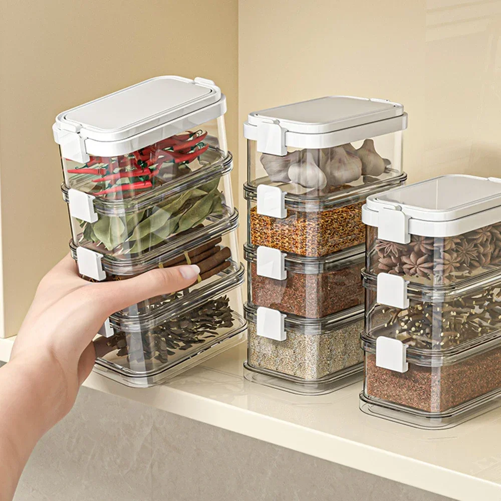 Combination Spice Organizer Food Grade Home Kitchen Stackable Sealed Categorized Storage Spice Fruit Dispenser Boxes