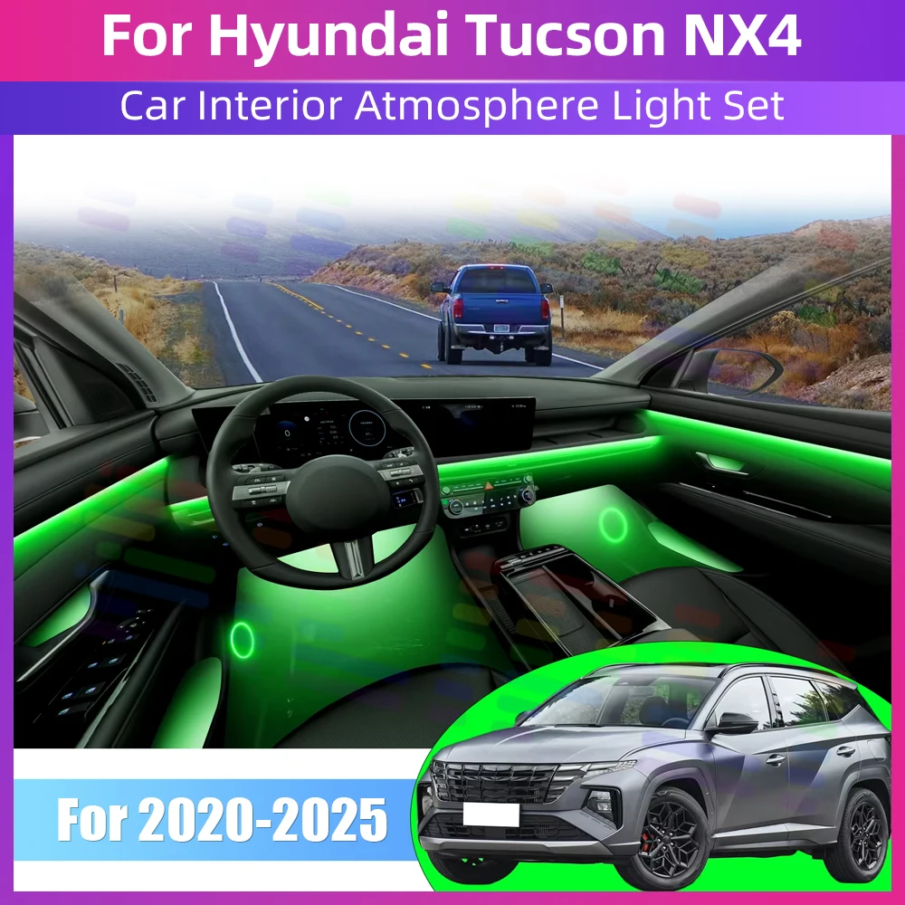 

64RGB Car Interior Acrylic Car Ambient Lights Hidden Acrylic Strip Decoration Atmosphere Accessories For Hyundai Tucson NX4