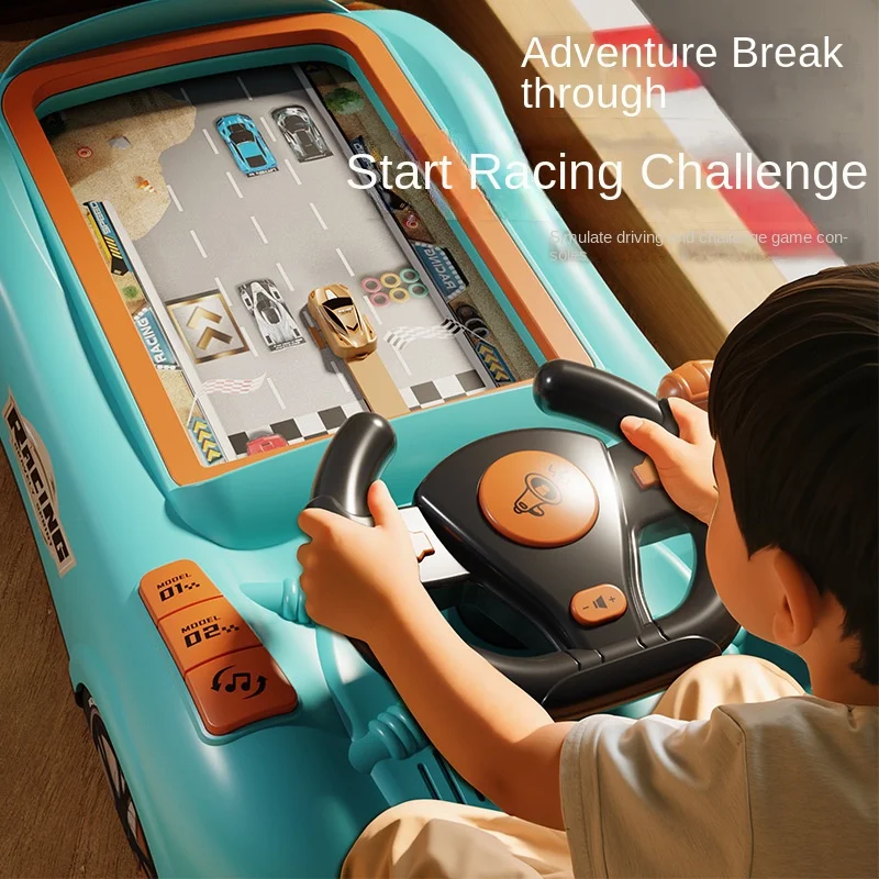 Kids Racing Board Games Toys Electric Sound and Light Adventure Puzzles Break Through Steering Wheel Plastic Obstacles