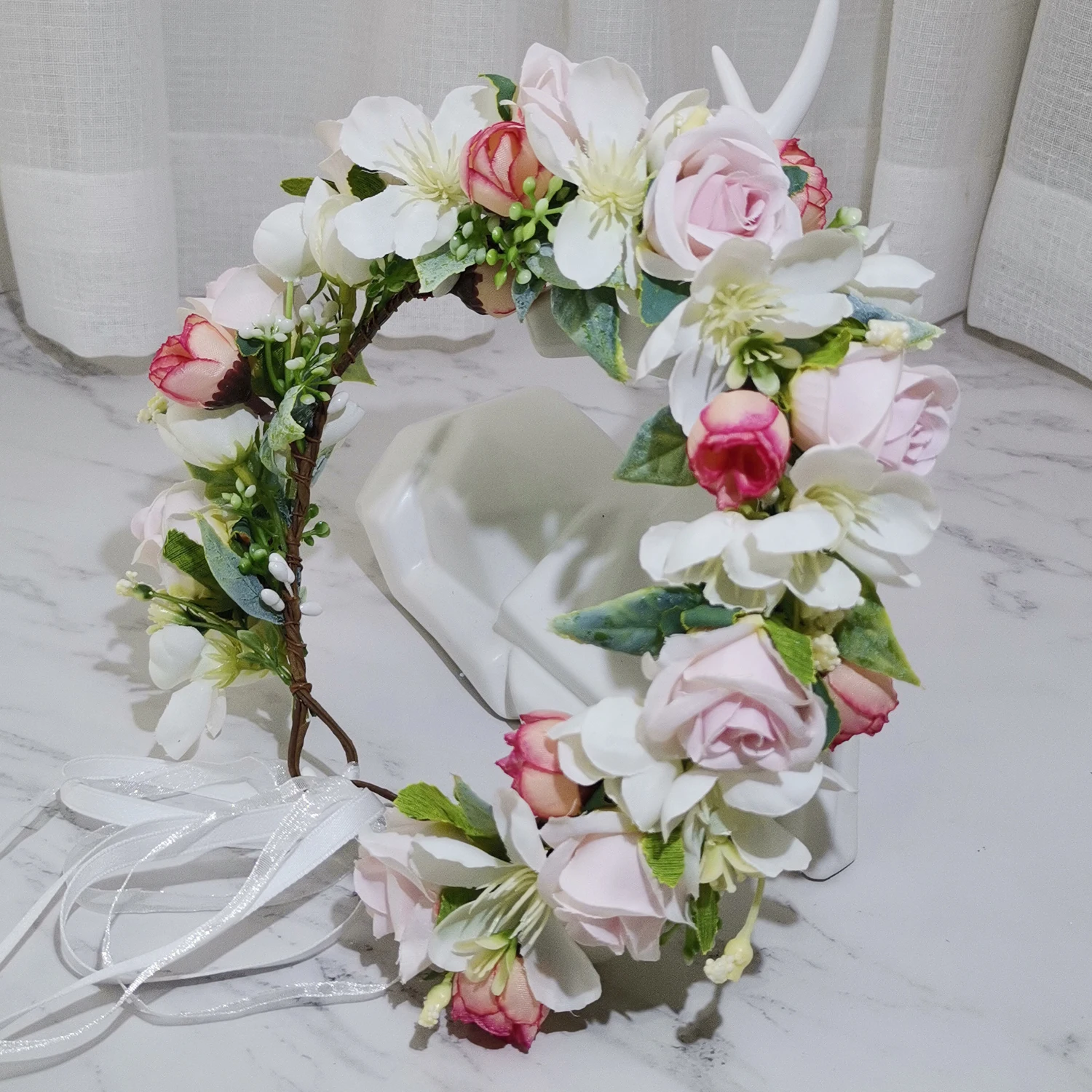 

Rose Flower Crown Headwear Girls' Dress Hair Accessories Wedding Bridal Headband Ornament Kids Children Floral Garlands