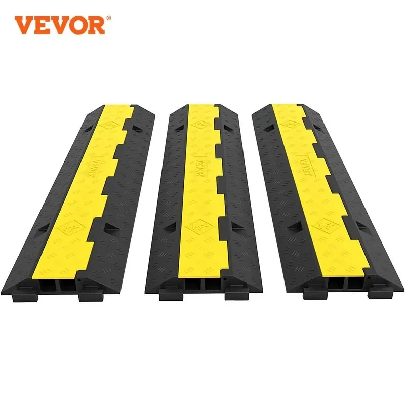 

VEVOR Cable Protector 2 Channels 3 PCS Traffic Ramp Wire Cable Cover Cord Guard Speed Bump For Protecting Wires Getting Damaged