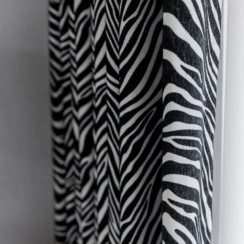 Modern Curtains for Living Room Dining Bedroom Custom Black White Zebra Pattern Luxury Nordic Door Window Curtain Home Decor