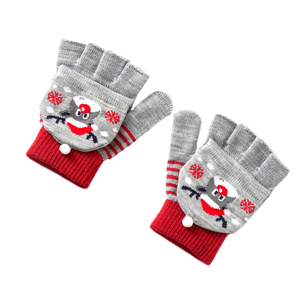 

Warm Winter Kids Gloves Knit Mittens for Snow Sports Lightweight Soft Material Christmas Pattern Children Gloves
