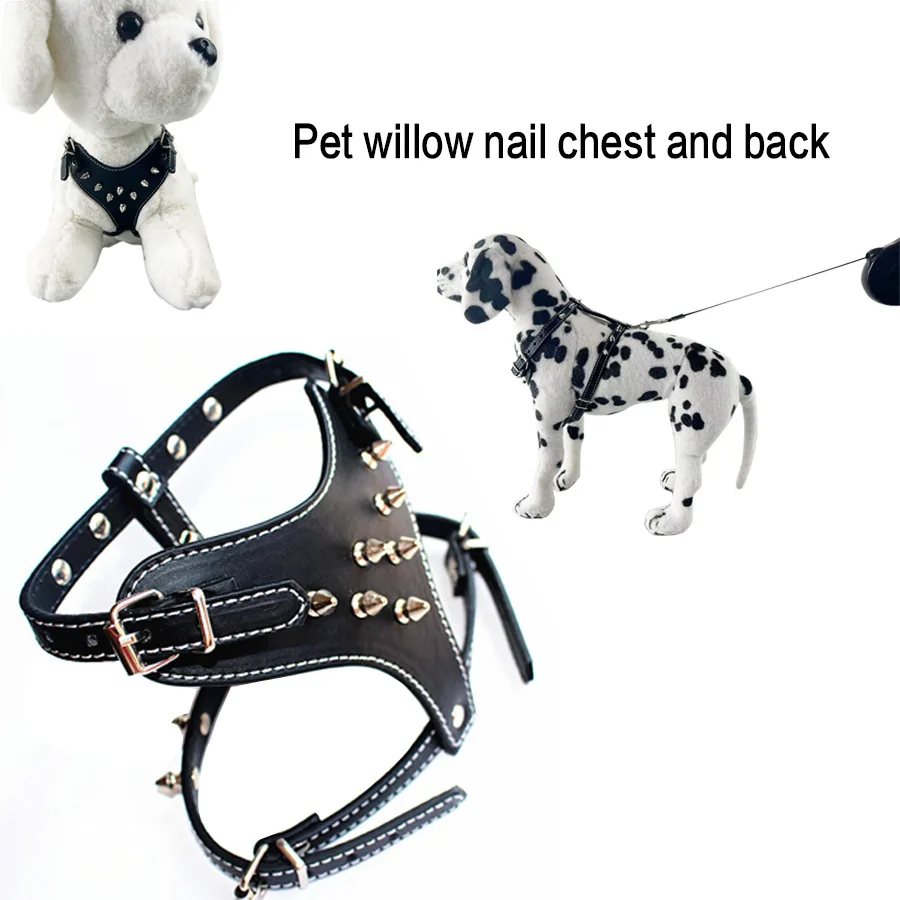 

Pet Supplies Dog Anti-Bite Liuding Punk Dog Collar PU Leather Dog Traction Chest Strap