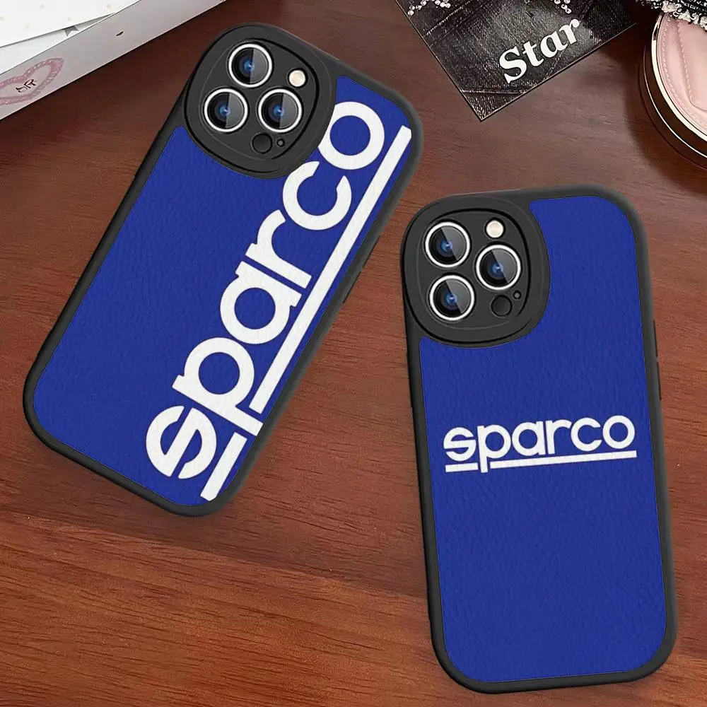 

Vintage S-Sparcos Logo For IPhone 16 15 14 16E 13 12 11 Pro Max Plus Phone Leather Case
