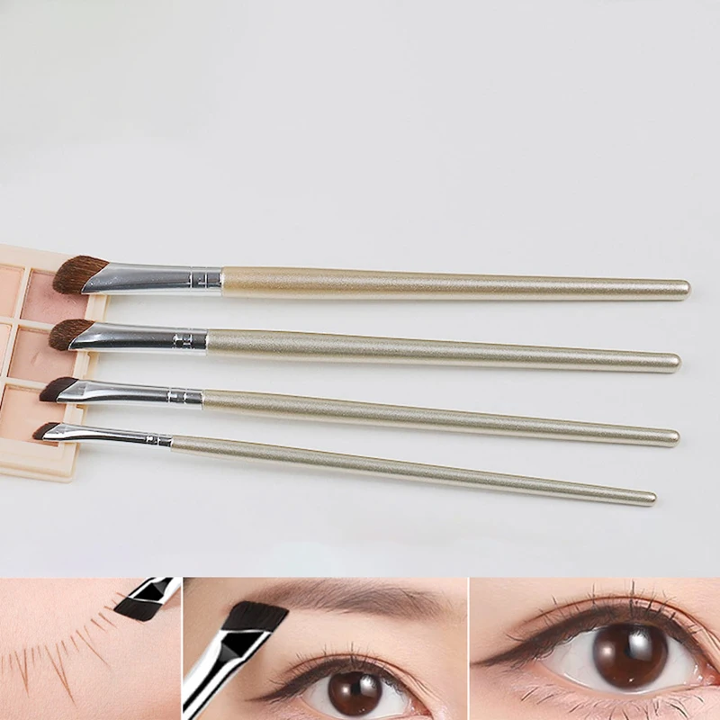 4Pcs/set Angled Makeup Brushes Sickle Eyeliner Brush Eyebrow Nose Contour Beauty Make Up Cosmetics Tool Precise Detail Brush