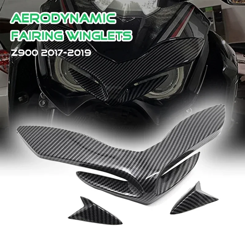 For KAWASAKI Z900 Z 900 z900 2017 2018 2019 Front Fairing Aerodynamic Winglets Front Beak Nose Cone Extension Cover Extender