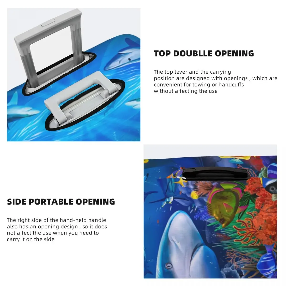 Shark Reef Print Luggage Protective Dust Covers Elastic Waterproof 18-32inch Suitcase Cover Travel Accessories