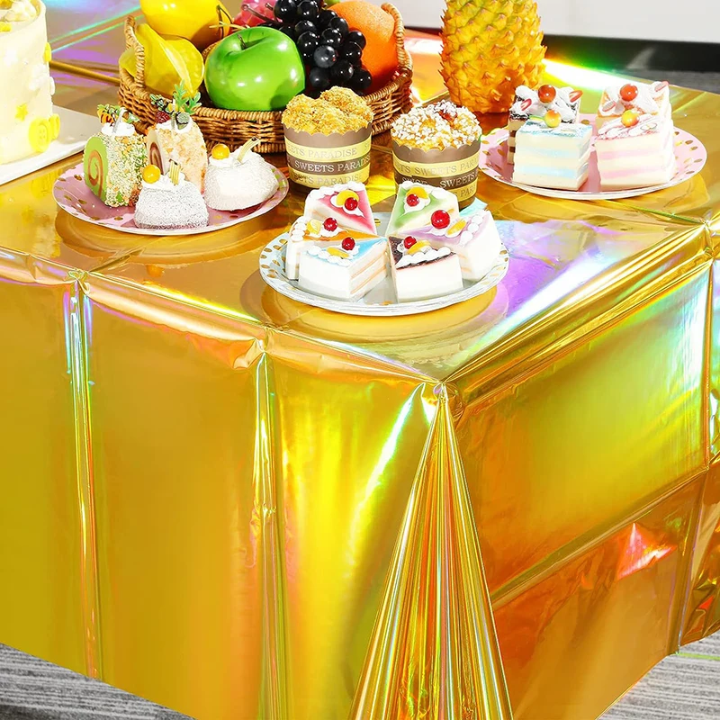 1pc Rectangular Disposable Tablecloths Shiny Gold Red Purple Color Table Cloth Foil Table Cover for Birthday Wedding Party Decor