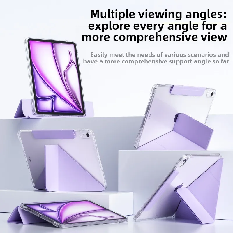 For Ipad Air Pro4 5 6 7 11 16 Protective Case Transparent Full Screen Mini6 7 Tablet Pull-up Buckle for IPad7 8 9 2020 2021 2022