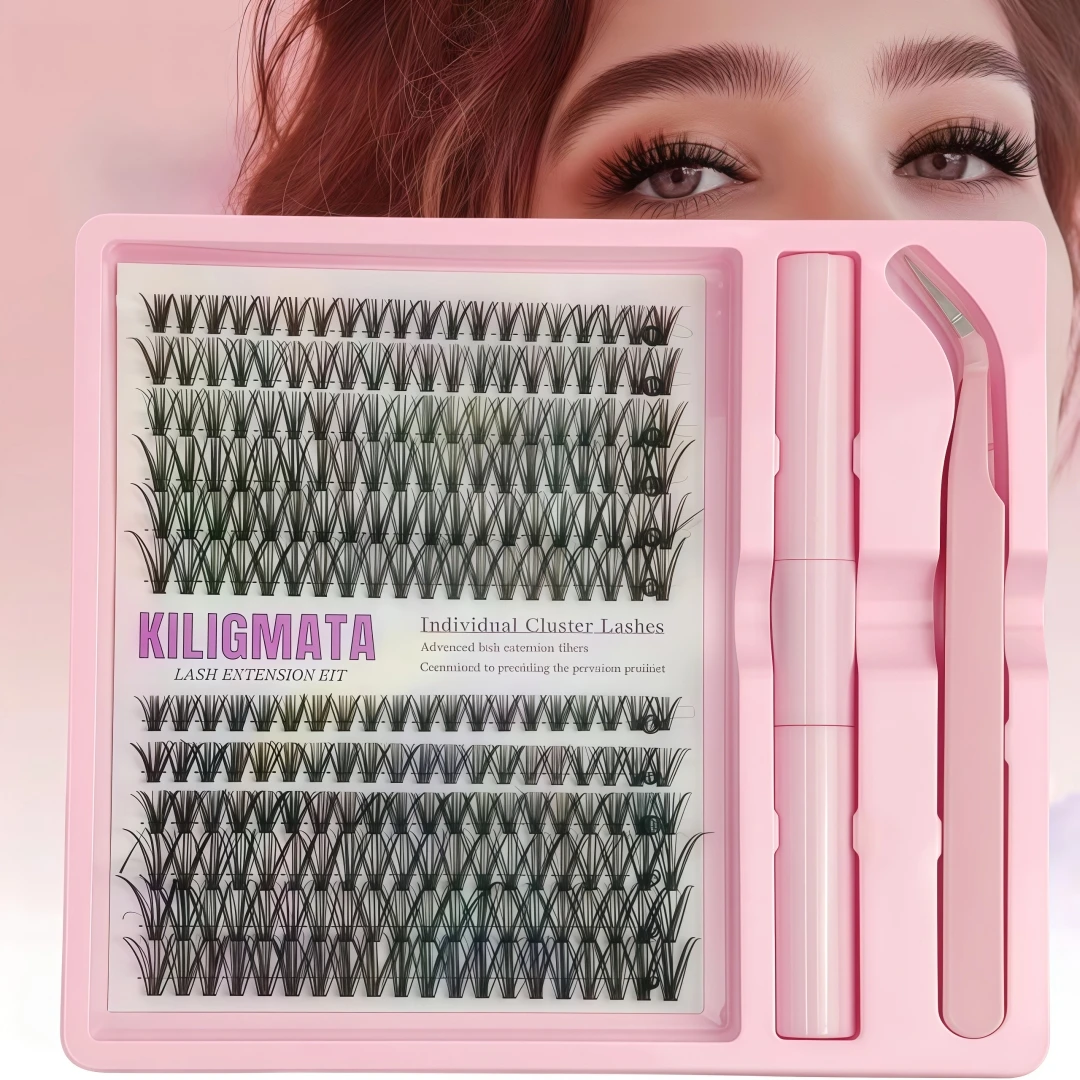 12 Rows European & American Style 30P+40P False Eyelashes, Natural Dense Segmented Large Capacity Lazy Individual Cluster Ultra-