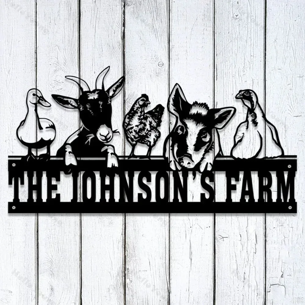 Personalized Farm Animals Sign, Custom Metal Decor. Adorn Home Yard, Great Farmer Gift for Father's Day with Rural Allure.