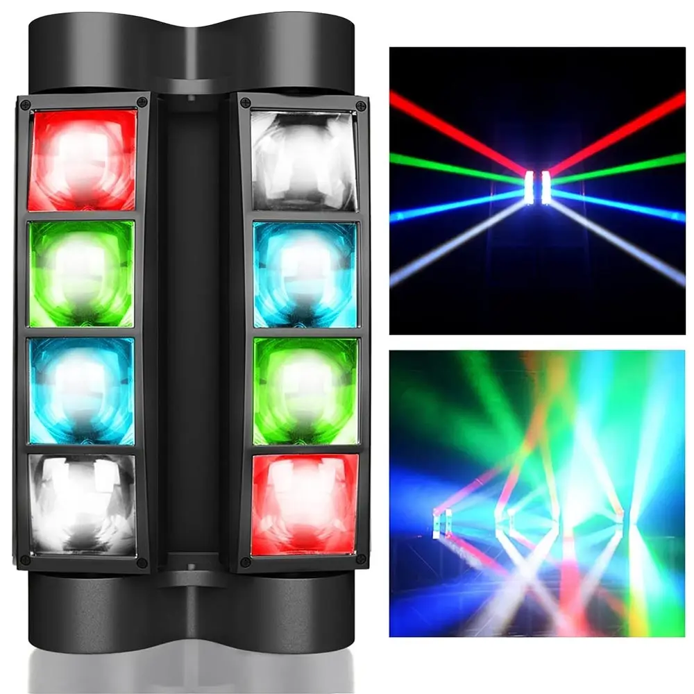 8LED Spider RGBW Stage Light LED Moving Head Beam Dj Light Application Disco Wedding Party Nightclub Lights