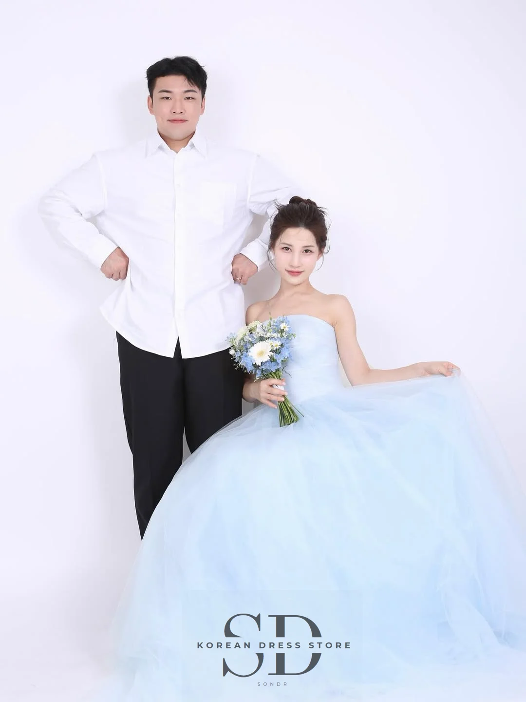 Sondr Light Blue Korean Wedding Dresses Strapless Customized Bridal Self-Wedding Dress Photo Shoot Corset Evening Party Gown