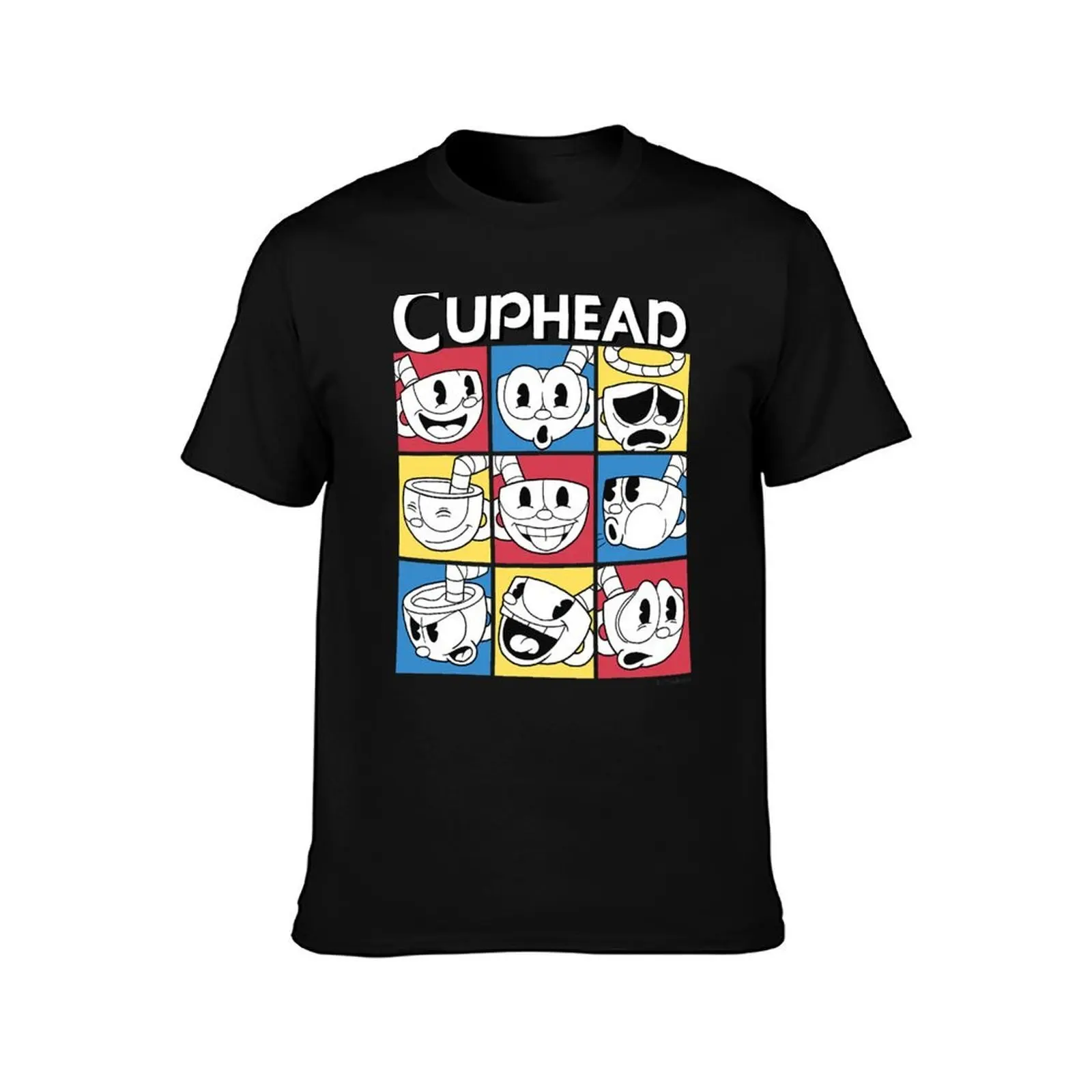 Cuphead Nine Squares of Different Emotions T-Shirt Basic Casual Wear Short Sleeve Top T-Shirt