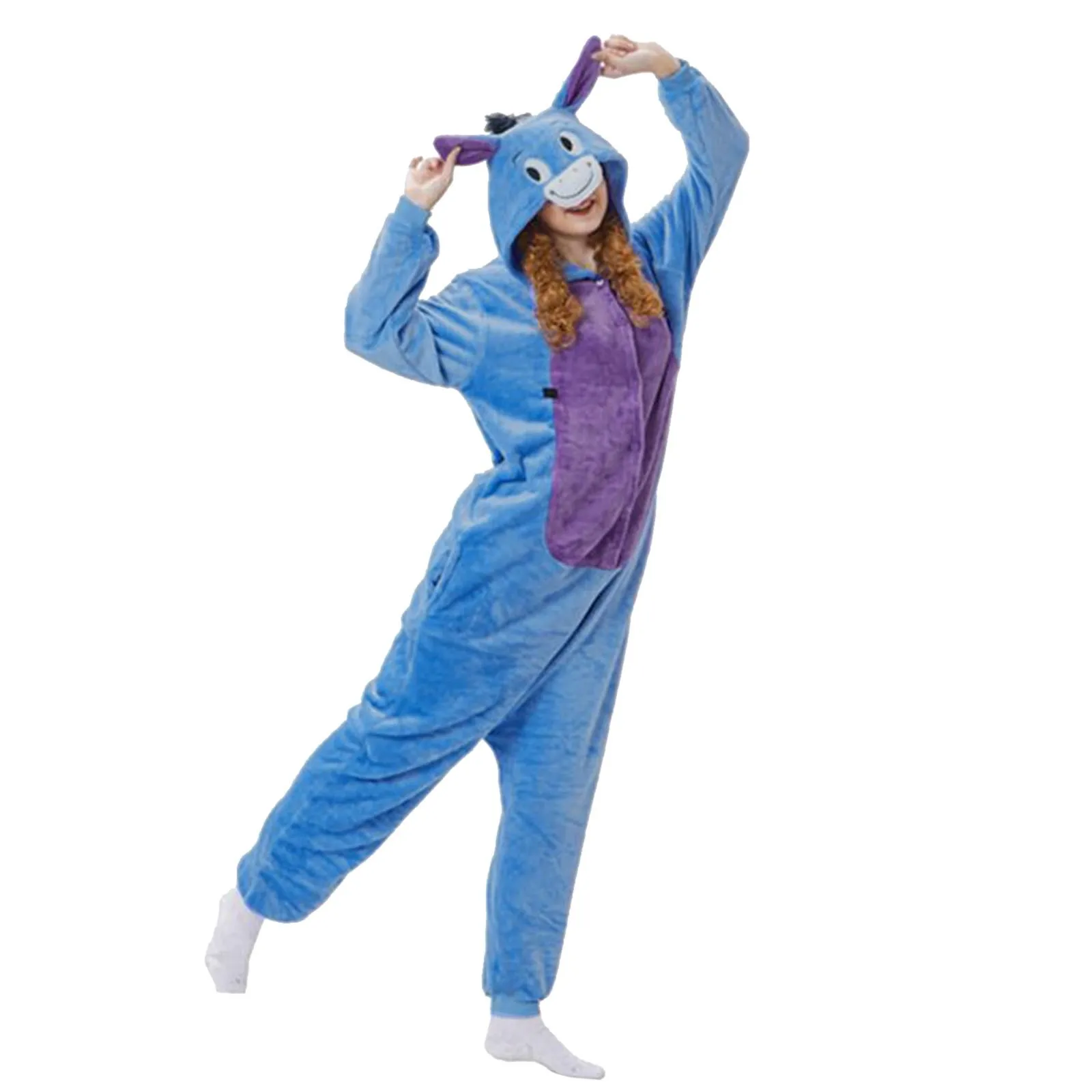 Parent-Child Outfit Onesies Halloween Cartoon Animal Loungewear One-Piece Pajamas Sleepwear Nightgown Fluffy Pajamas Jumpsuit