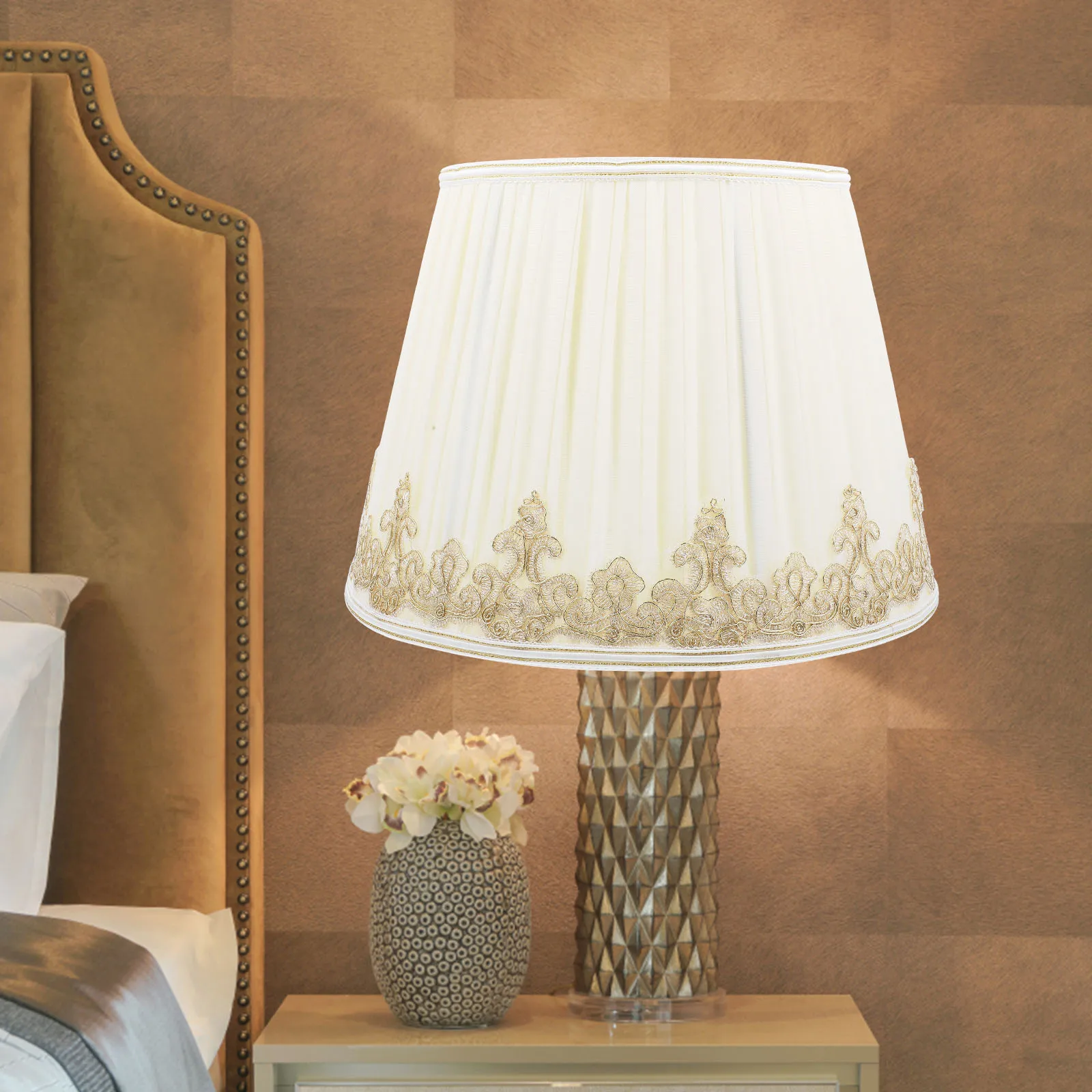 

Elegant Chiffon Lampshade Home Hotel Table Floor Bedside Wall Lamp Cover Dust Insect Protection Cloth Shade Lighting Accessory