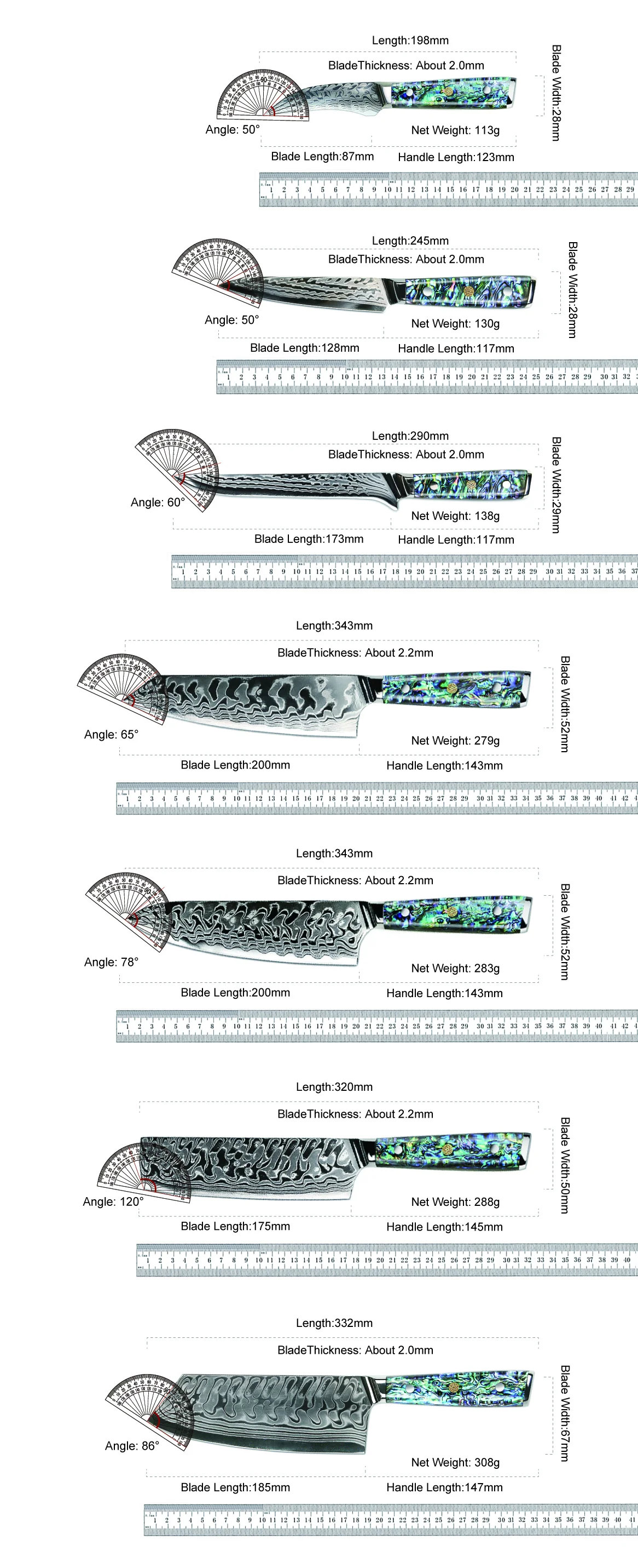 Imagem -06 - Âmbar Damasco Faca Aus10v 37 Camadas de Polegadas Facas Cozinhar Chef Nakiri Kiritsuke para Cozinha Abalone Escudo Resina Cola Epoxy Punho